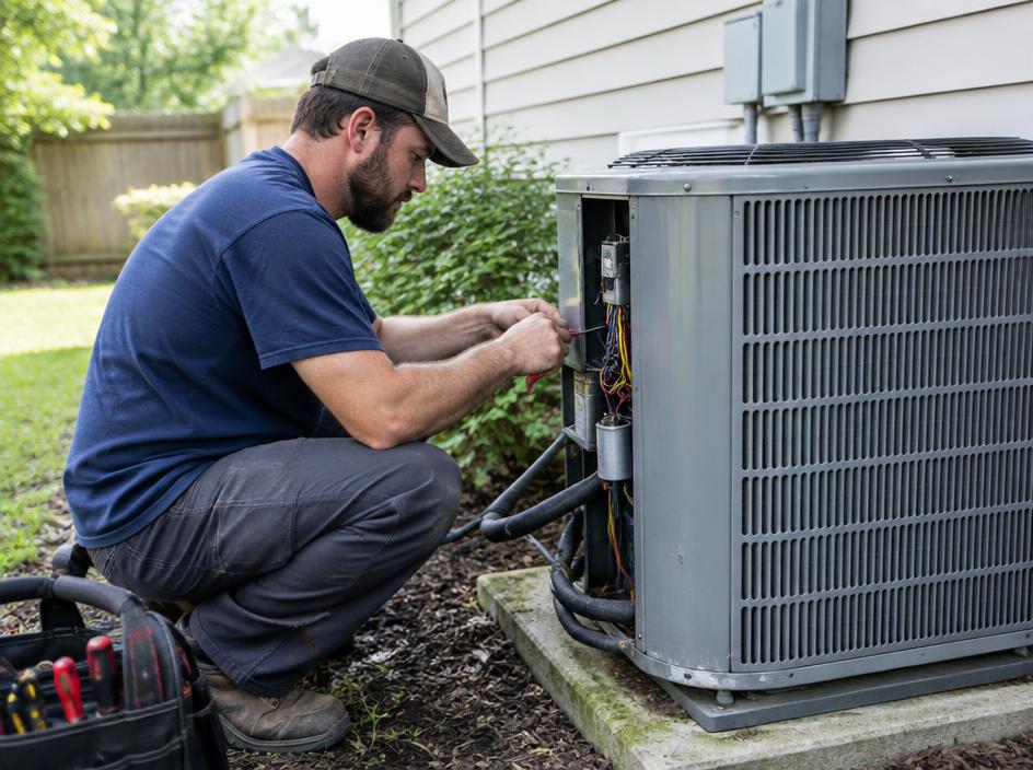 HVAC professional at work