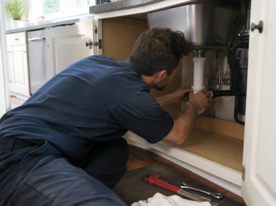 Plumbing professional at work