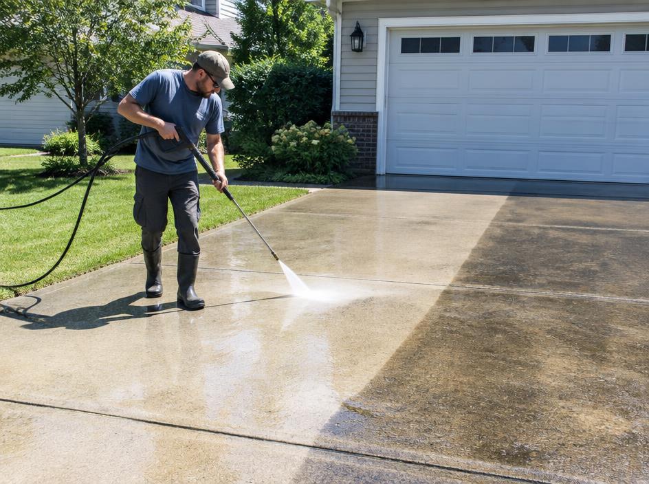 Pressure Washing professional at work