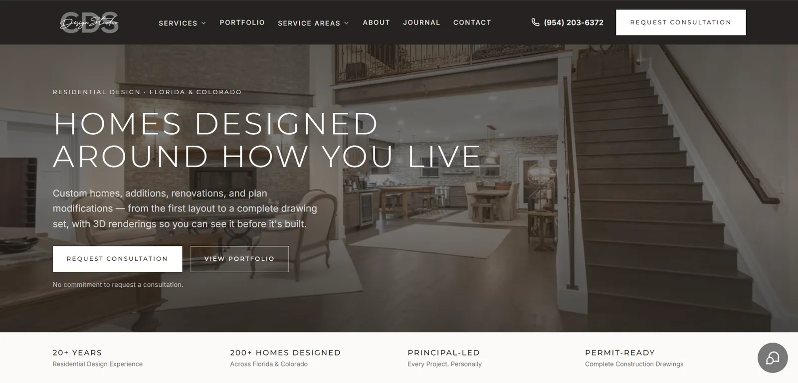 Creating Design Solutions website homepage on desktop